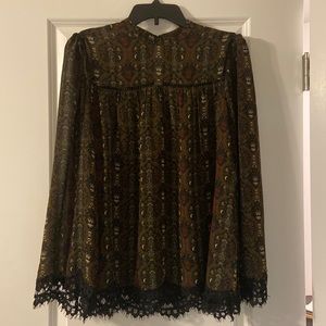 High neck long sleeve blouse